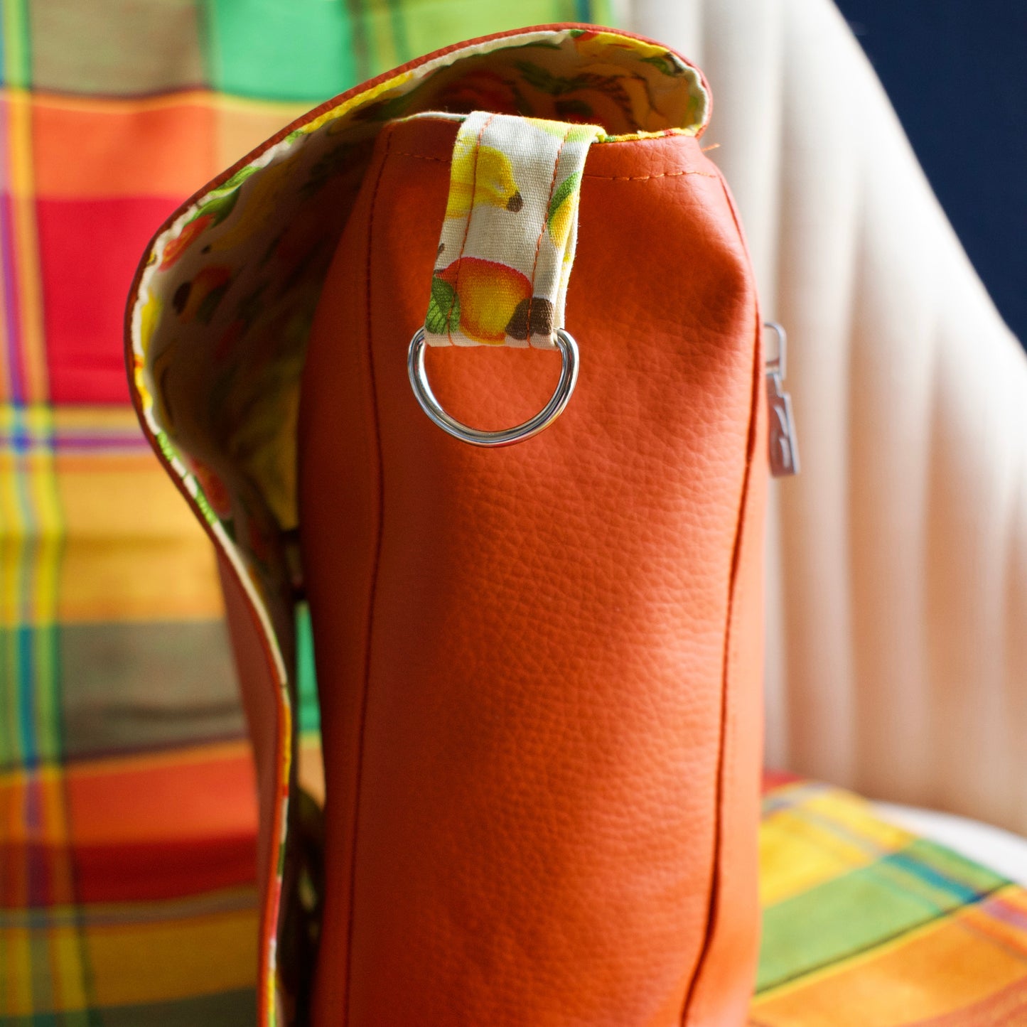 sac à main newjen artisanal anneau métallique pour anse détachable en similicuir orange