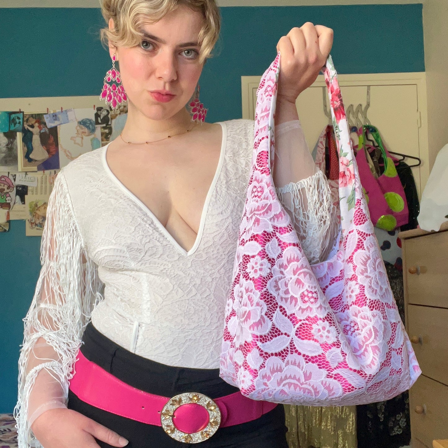 Sac d'épaule ALYA - rose pivoine